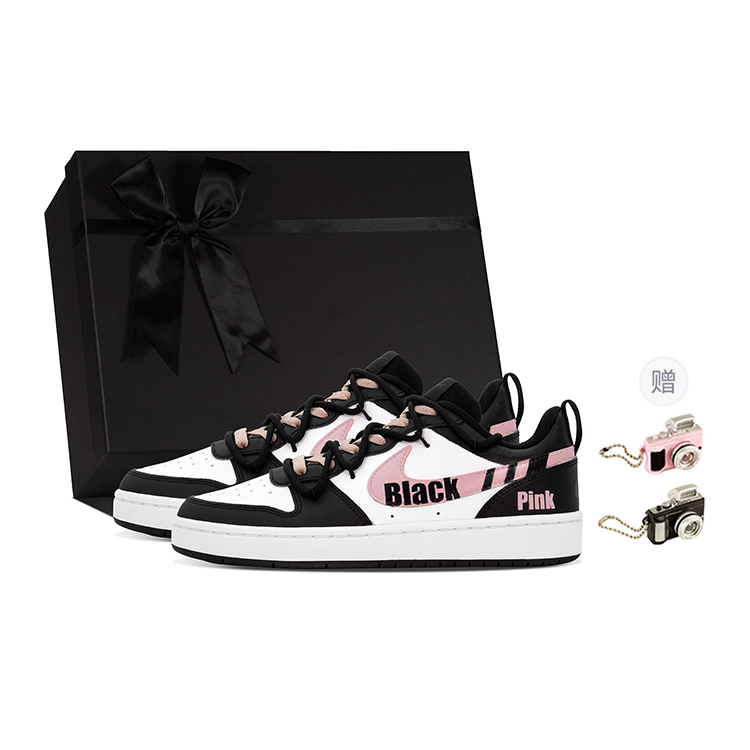 

Nike Court Borough DEER Low 2 Abrasion Resistant низкие детские скейтбординг кроссовки Black Pink для подростков