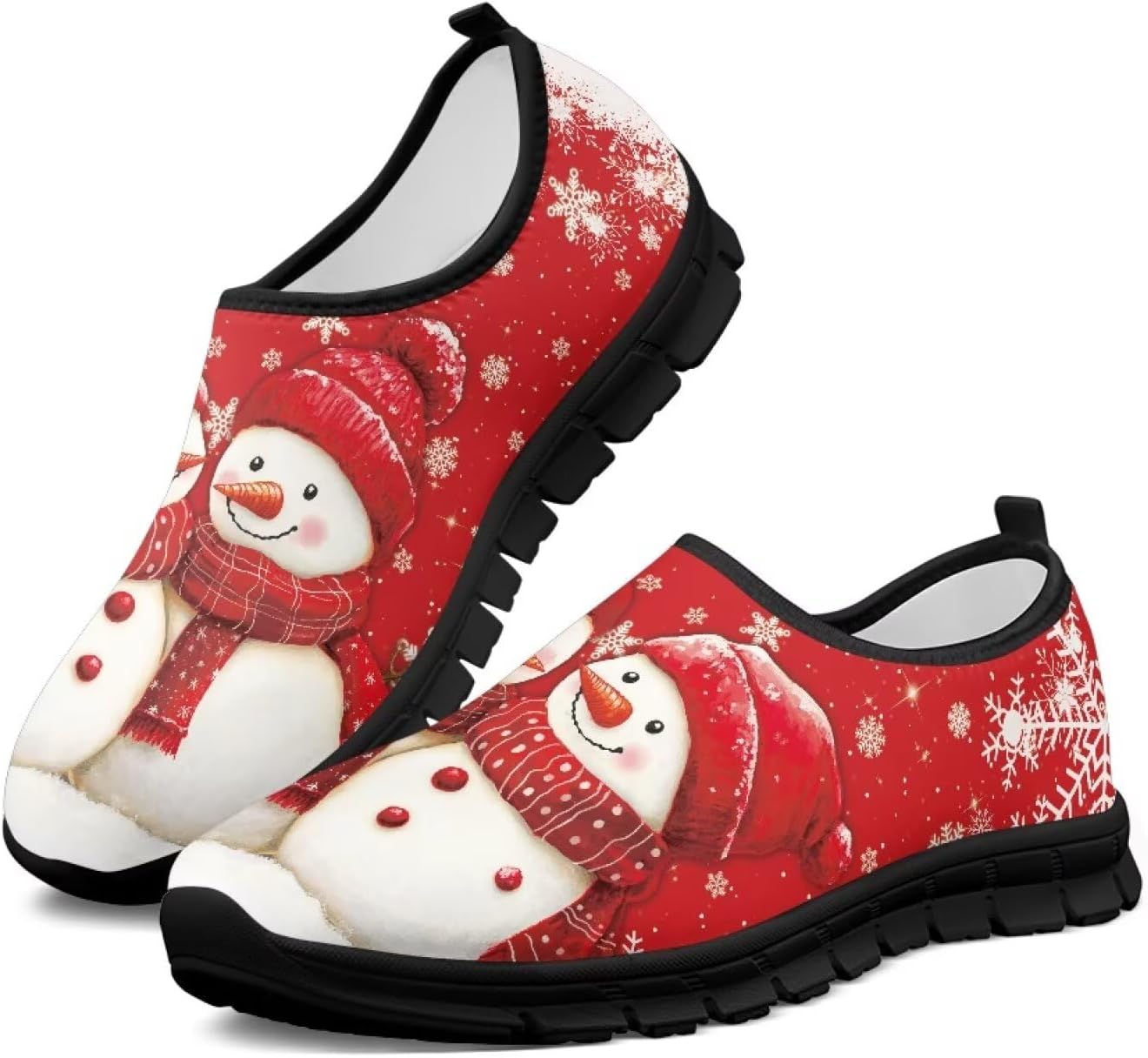 

Рождественские кроссовки для женщин для бега по дороге, ходьбы и тенниса, дышащие легкие обувь, подарок для семьи Chririnla, Snowman Couple