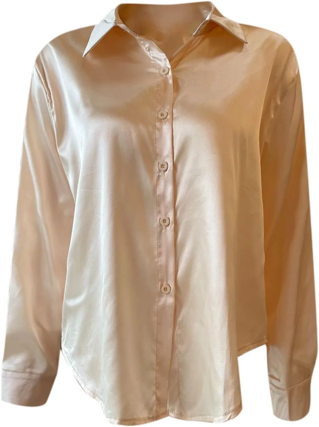 Блуза сатиновая, бронзовая, Button-Down Shirt — фото 3