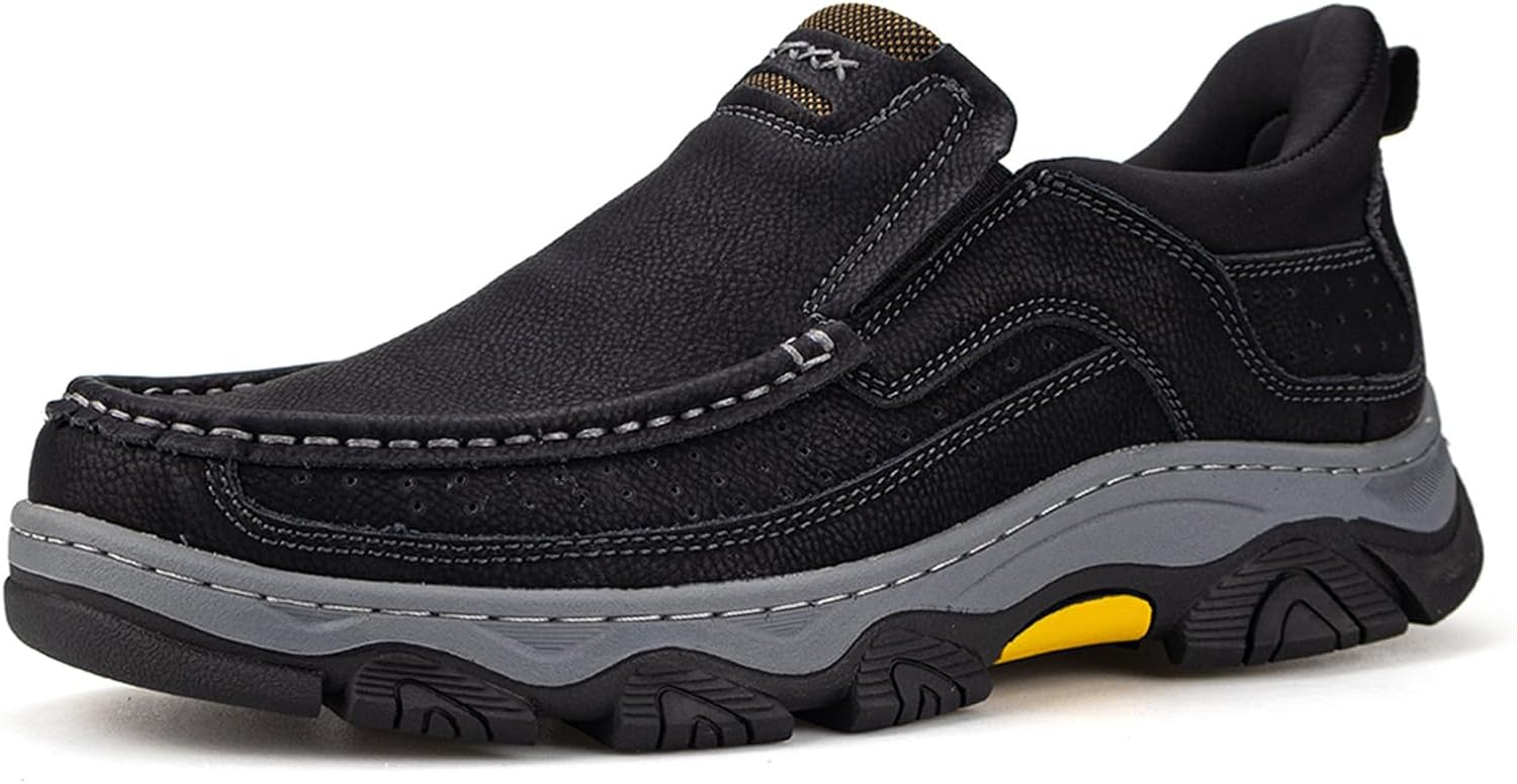 

Мужские кожаные лоферы UPIShi без шнурков, удобные для ходьбы, офисные, повседневные, легкие с мягкой подошвой, черный