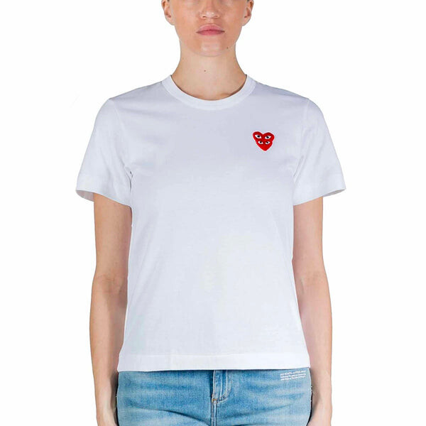 Футболка basic t-shirt red family heart 'white' Comme Des Garcons Play, белый — фото 2