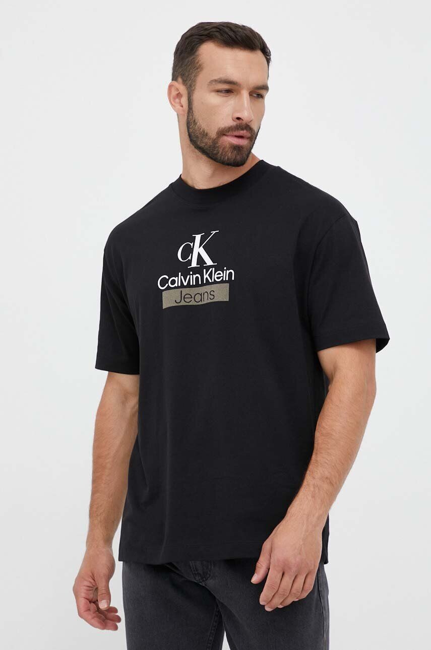 

Хлопковая футболка Calvin Klein Jeans, черный