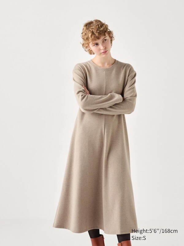 

Платье из матового джерси Uniqlo, бежевый