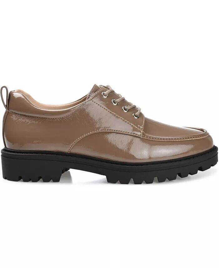 Женские оксфорды Zina Lace Up Lug Sole Journee Collection, коричневый/бежевый — фото 2