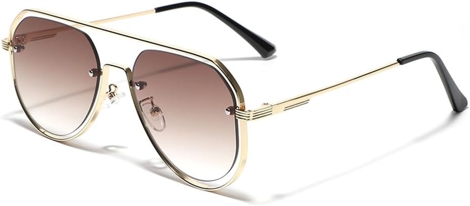 

Мужские солнцезащитные очки с полыми металлическими заклепками, винтажные солнцезащитные очки, модные женские очки в большой оправе, зеленые, коричневые, унисекс WNCKSQ, Gold With Brown