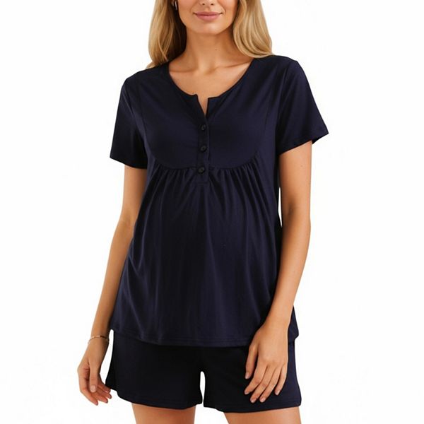

Женский комплект пижамы для беременных: топ с коротким рукавом и шорты Anna-Kaci, Navy