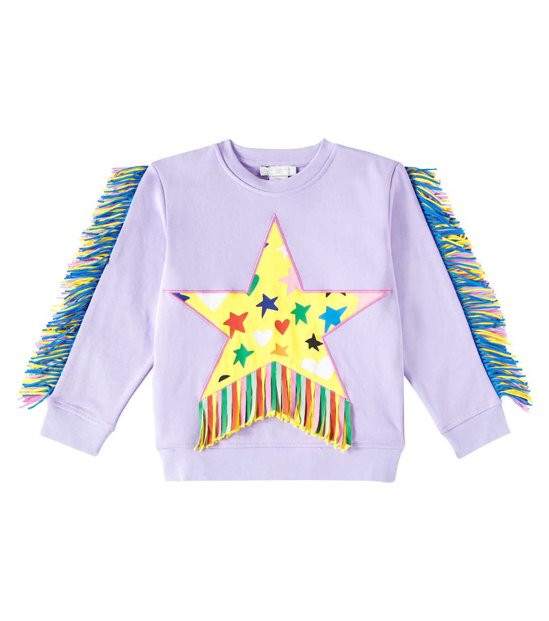 

Толстовка из хлопкового джерси с бахромой Stella McCartney Kids, фиолетовый