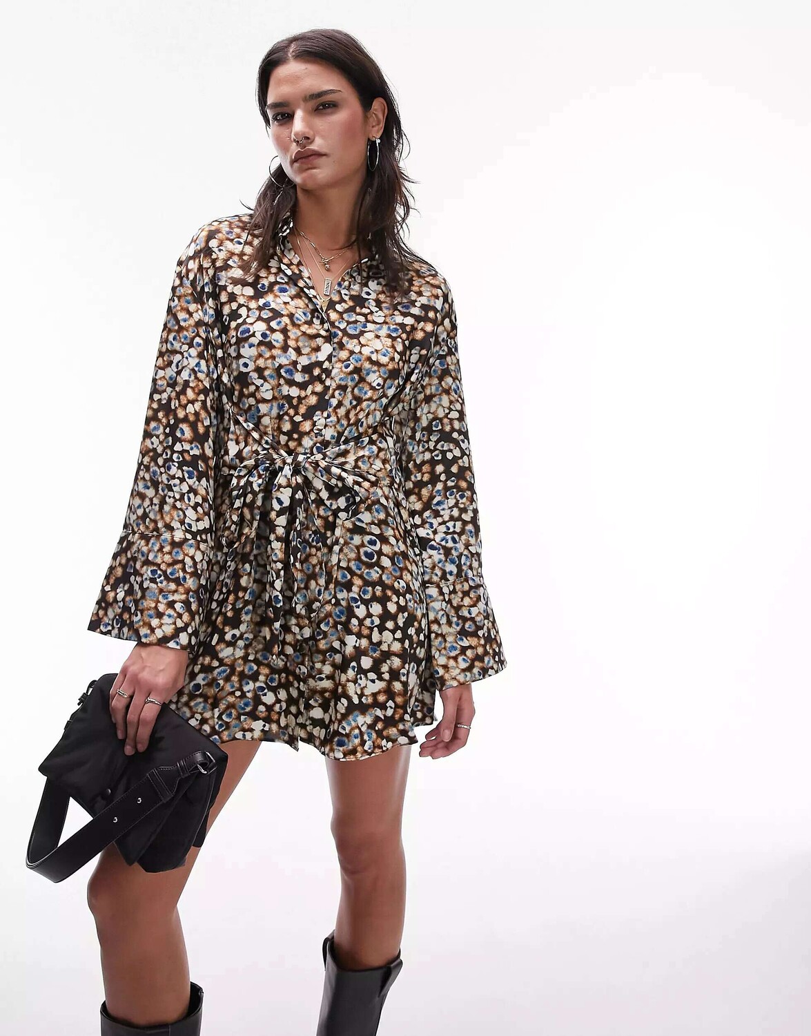 

Платье-рубашка-кимоно Topshop с ярким животным принтом