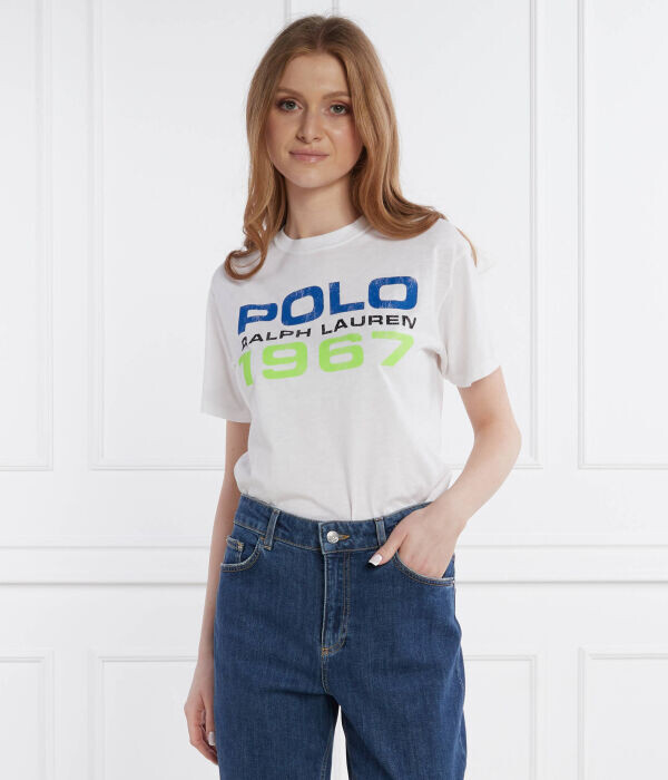 Футболка женская Polo Ralph Lauren с принтом, белый — фото 3