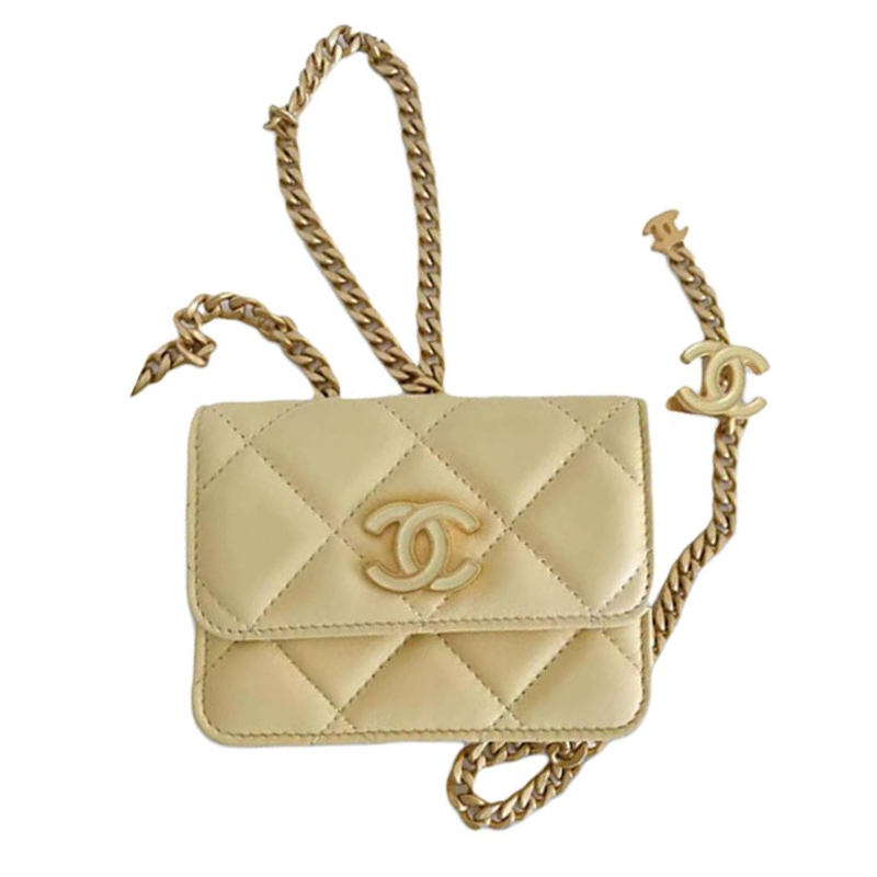 

CHANEL Желтая женская кожаная сумка через плечо