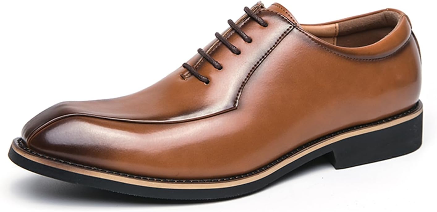 

Мужские дерби оксфорды Классические шнурованные низкие с острым носком Деловые свадебные туфли Abborora, желтый