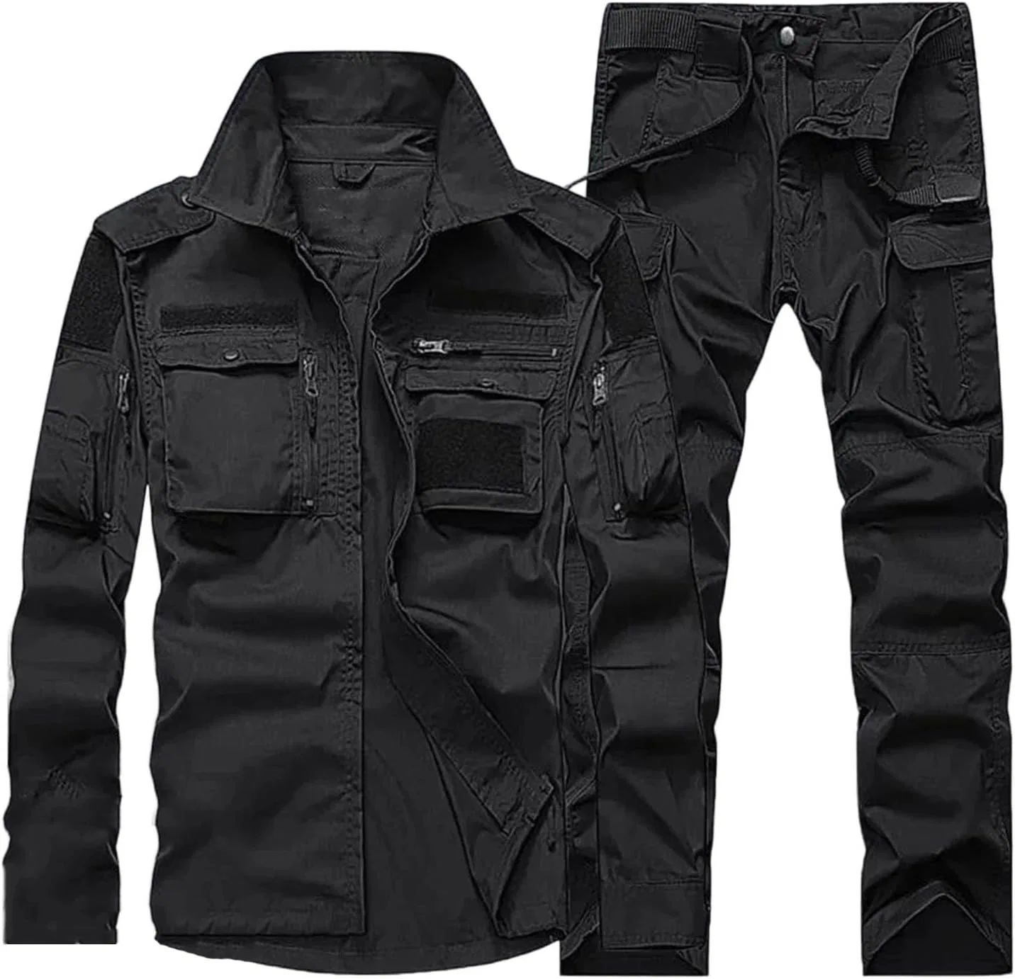 Мужской комплект из длинного рукава и карго брюк, Black a