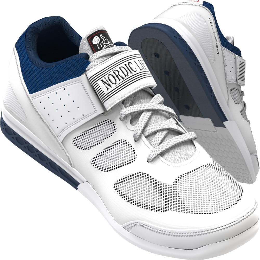 

Кроссовки для тяжелой атлетики Nordic Lifting VENJA - мужские кроссовки для тренажерного зала, предназначенные для силовых тренировок, кроссфита и приседаний, силовых упражнений, с поддержкой пятки и цепкой подошвой для устойчивости, белый