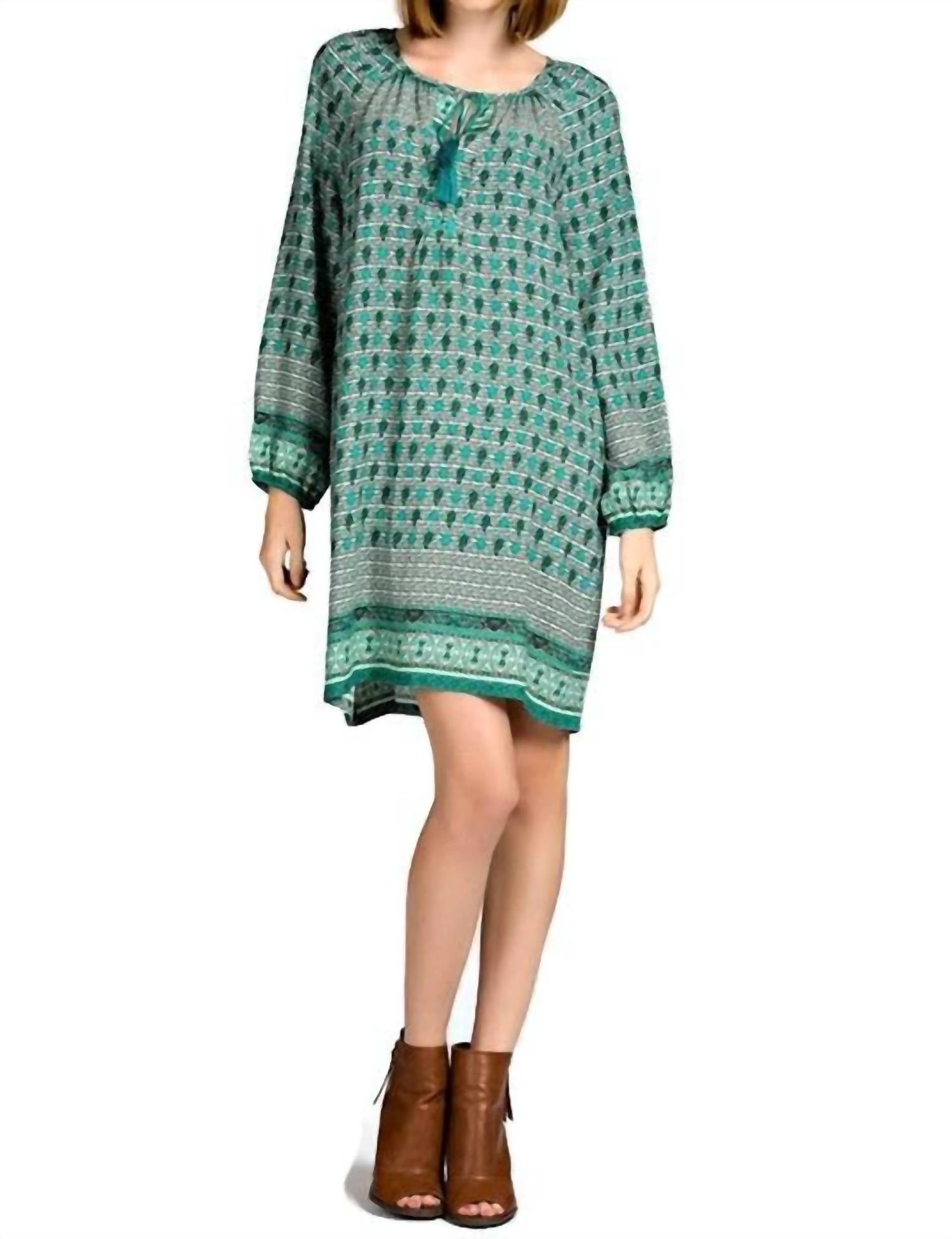 

Border Print Shift Mini Dress In Jade KORI, Jade