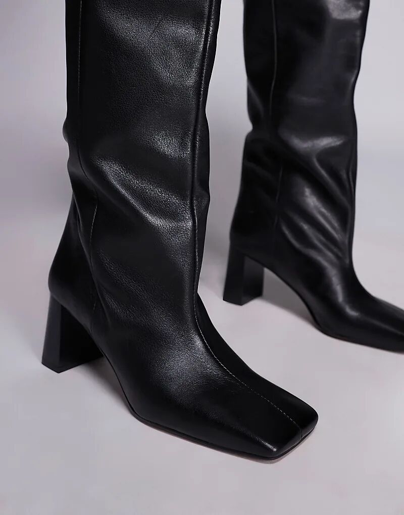 Сапоги ASOS DESIGN Kane с квадратным носком и свободным кроем из черной кожи — фото 4
