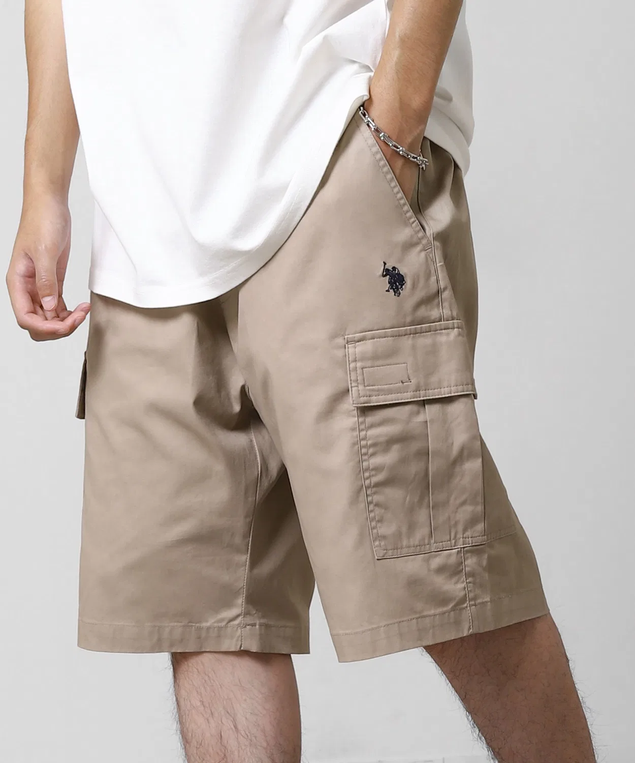 Шорты карго с двойной вышивкой логотипа U.S. POLO ASSN., бежевый