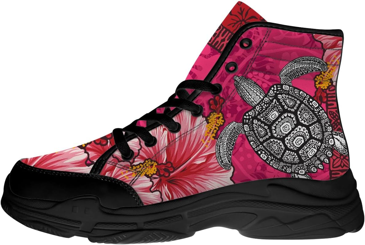 

Кроссовки Quorax Turtle для женщин и мужчин, высокие, на шнуровке, текстильные, забавный подарок для нее и для него, черный