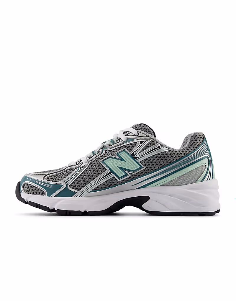 Кроссовки New Balance 740 в серебристом металлическом и бирюзовом цветах — фото 3