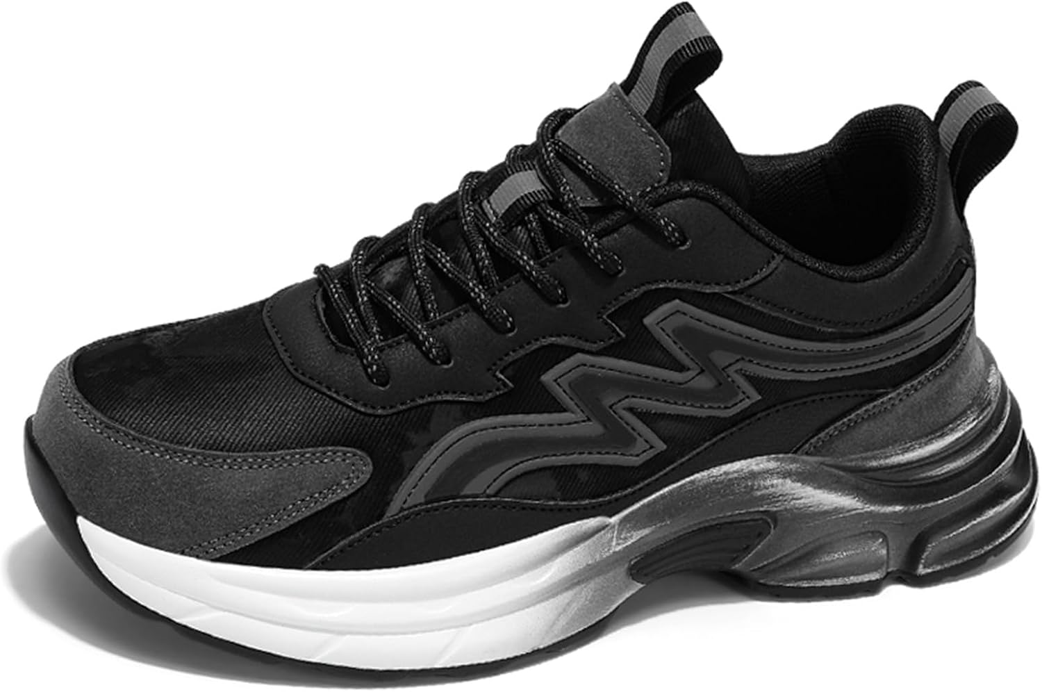 

Мужские повседневные дышащие кроссовки, обувь для ходьбы и бега с толстой подошвой для мужчин Generic, белый/черный