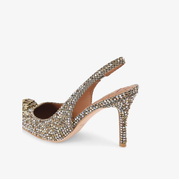 Туфли-лодочки Kurt Geiger London Белгравия на каблуке с ремешком на щиколотке и кристаллами, бежевый — фото 3
