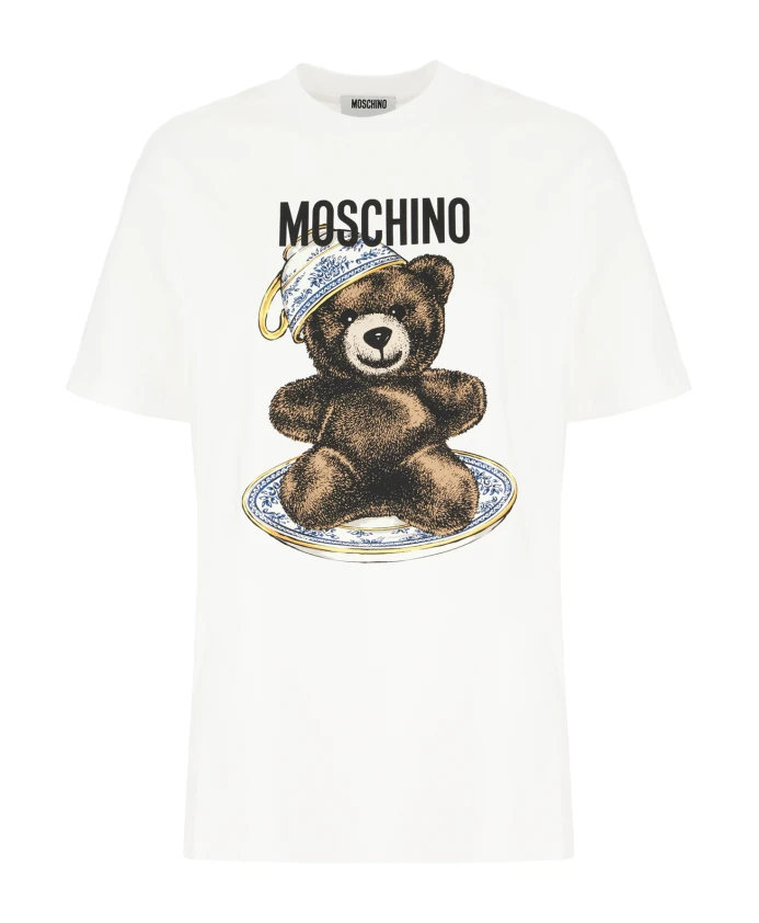 

Повседневная хлопковая футболка для мужчин Moschino, белый
