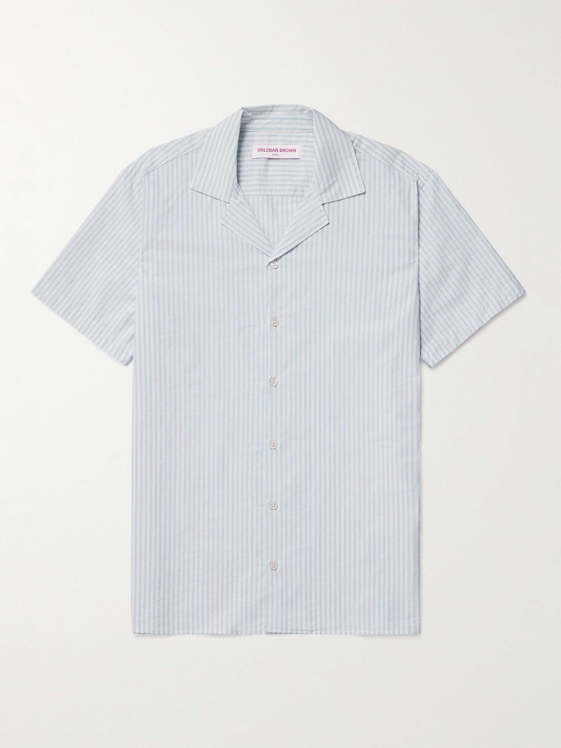 

Полосатая хлопковая рубашка Travis Camp-Collar ORLEBAR BROWN, синий