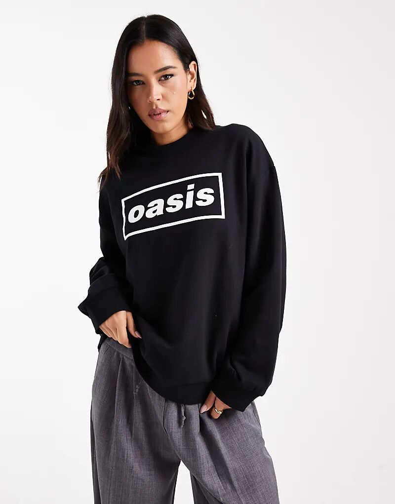 

Свободный свитшот ASOS DESIGN с лицензионным логотипом Oasis черного цвета