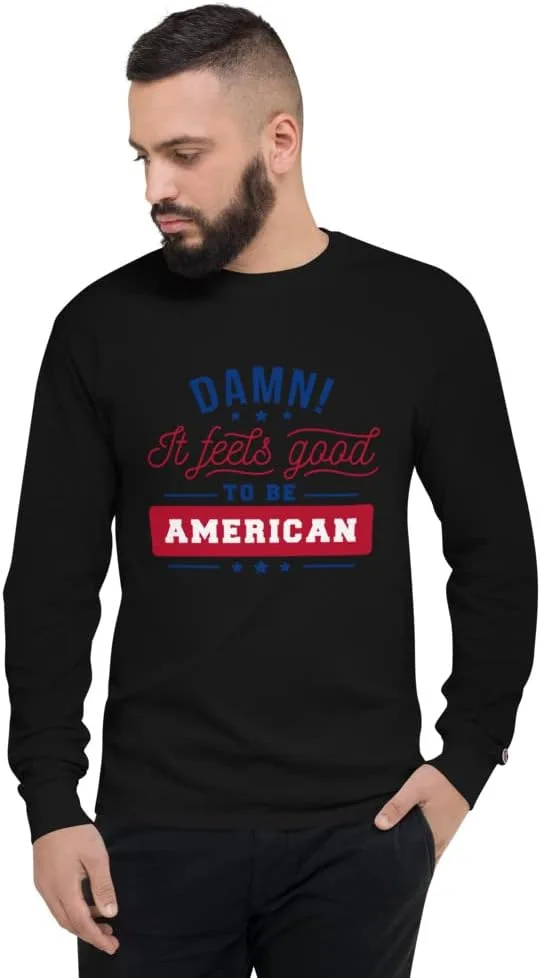 Мужская футболка Champion с длинным рукавом, USA, American, Cotton Generic, черный