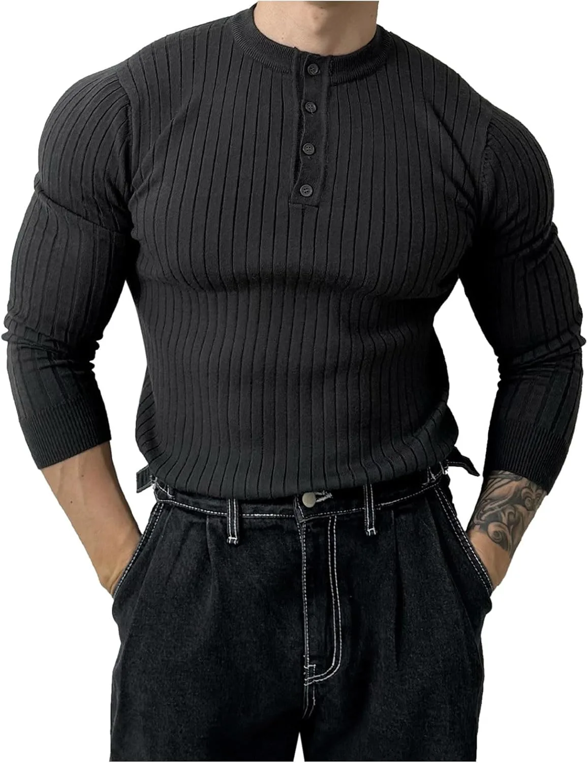 

Мужская рубашка поло Henley с длинным рукавом