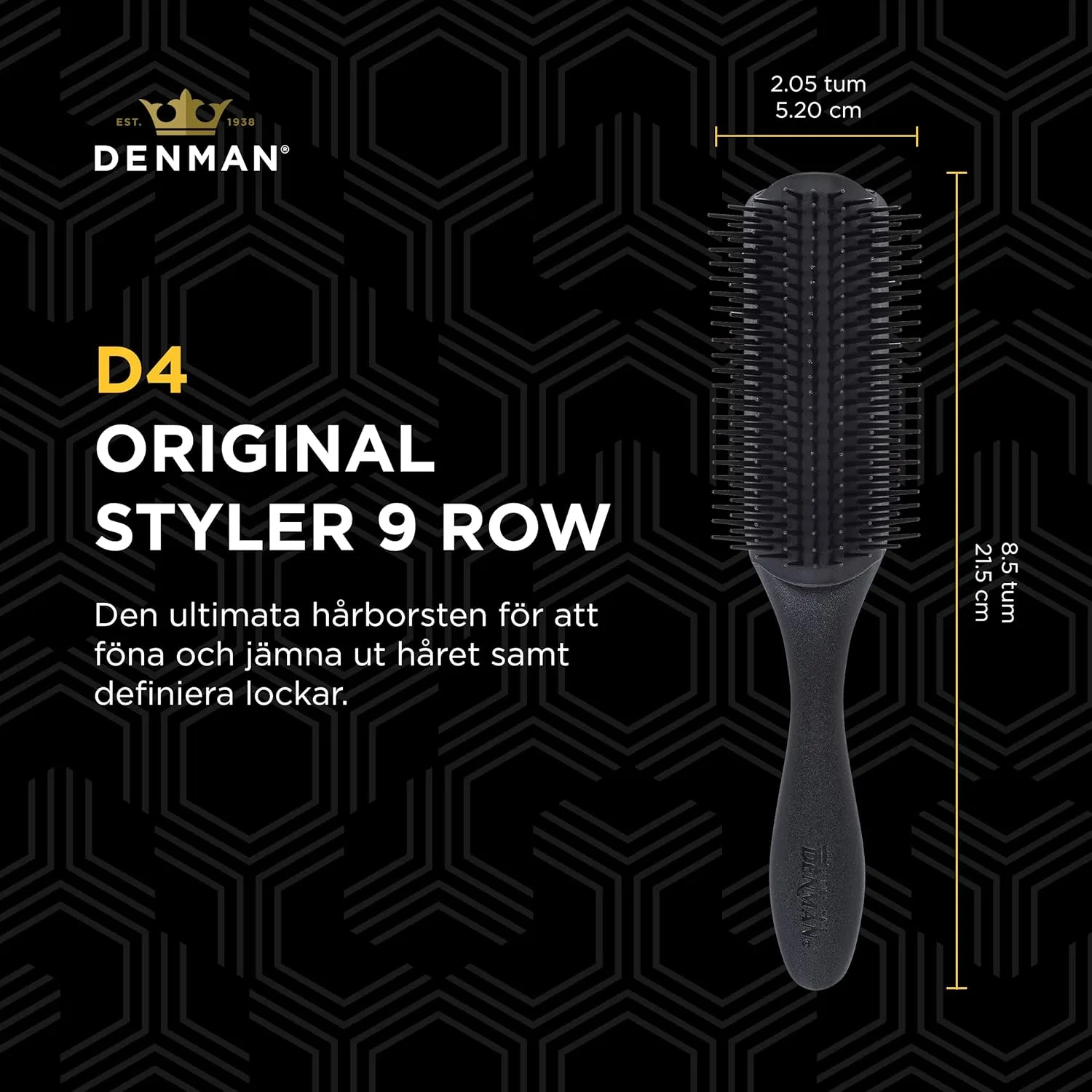 Щетка для укладки и распутывания волос D4 от Denman Denman, Black — фото 2