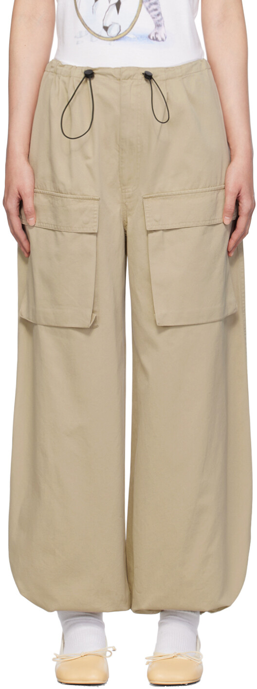 

Бежевые брюки для отдыха с мехом Mm6 Maison Margiela