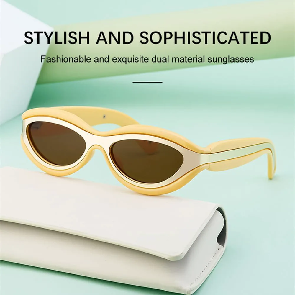 

Женские солнцезащитные очки в стиле стимпанк, цельные, в миниатюрной оправе, роскошные, овальные, винтажные, с защитой от УФ-излучения UV400 LVTFCO, C1brightblack