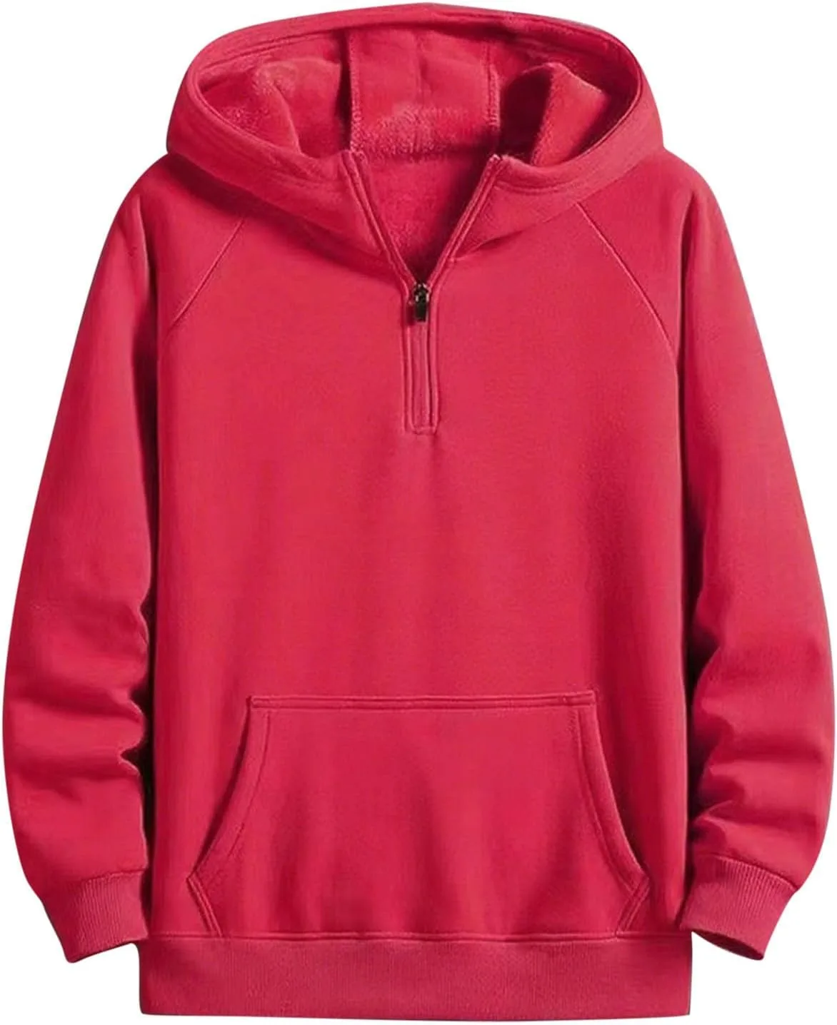 

Мужская толстовка с капюшоном на четверть молнии, утепленная, с карманом