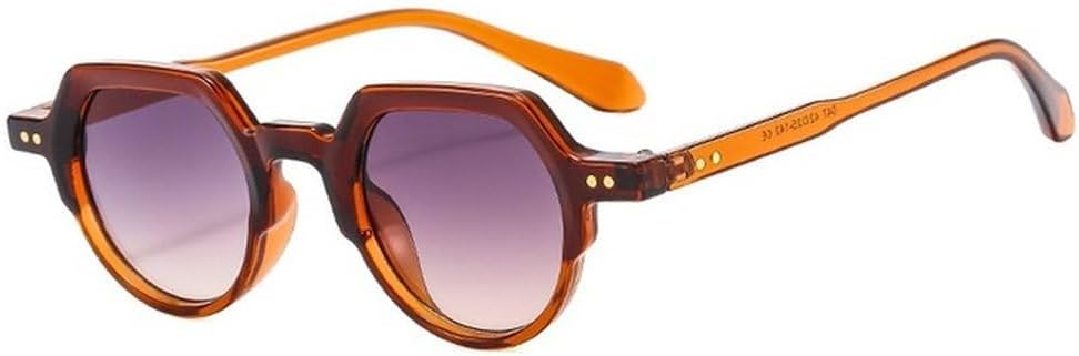 

Модные маленькие солнцезащитные очки неправильной формы для женщин в стиле ретро, ​​круглые, с прозрачными линзами цвета океана, защита от УФ-излучения UV400, для мужчин с заклепками, в стиле панк TVTBBVV, Tea