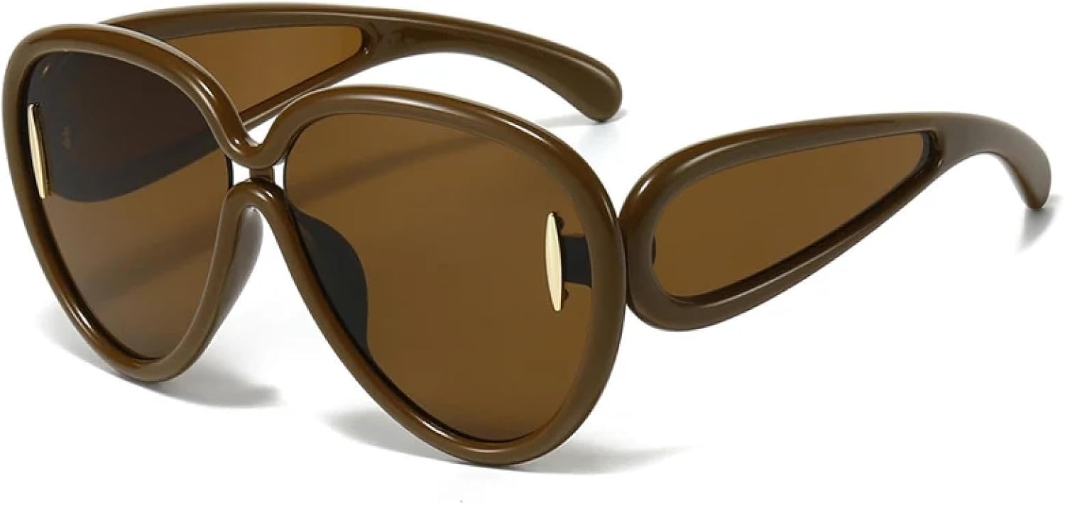 

Спортивные солнцезащитные очки большого размера в стиле стимпанк для женщин и мужчин, очки с индивидуальным дизайном, роскошные очки для женщин, защитные очки от УФ-излучения UV400 TKKTLLT, Brown Brown