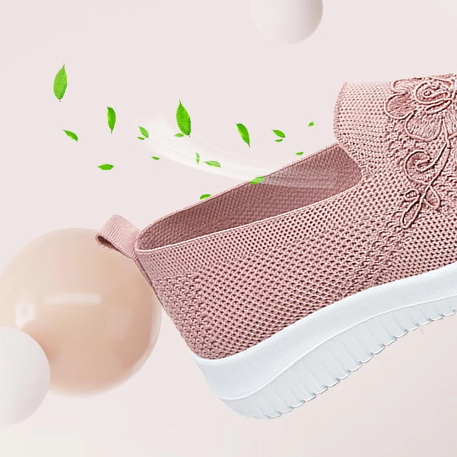 Лоферы с цветочной вышивкой, дышащие, Pink Kldyj — фото 3