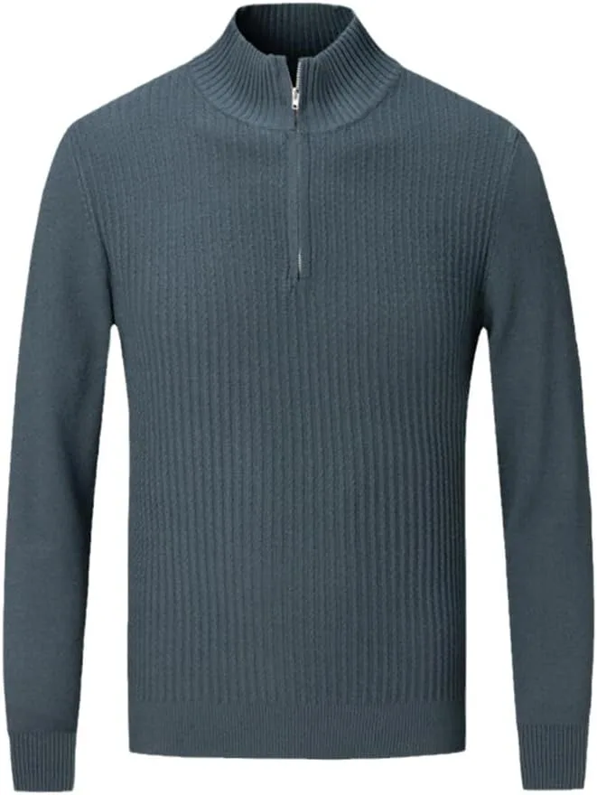 

Осенне-зиний вязаный свитер с полузастежкой-молнией