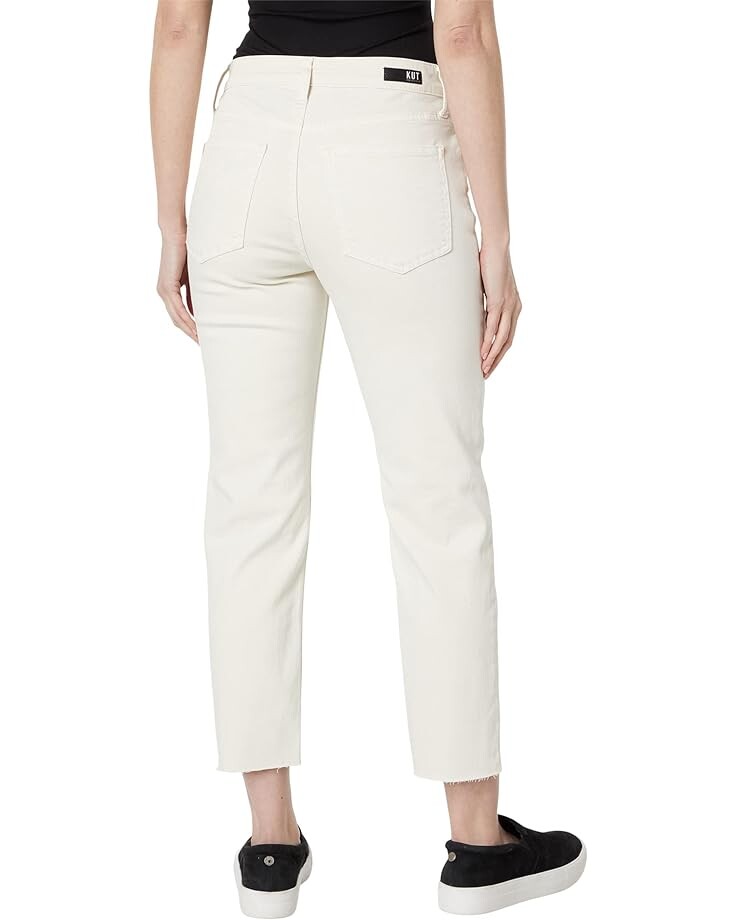 

Джинсы KUT from the Kloth Rachael High-Rise Fab AB Mom Raw Hem in Ecru, экрю
