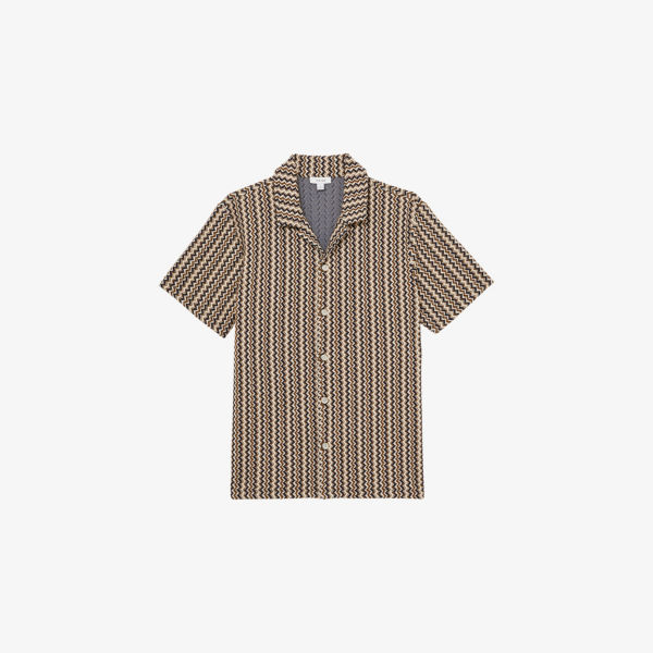 

Рубашка Reiss с кубинским воротником, коричневый