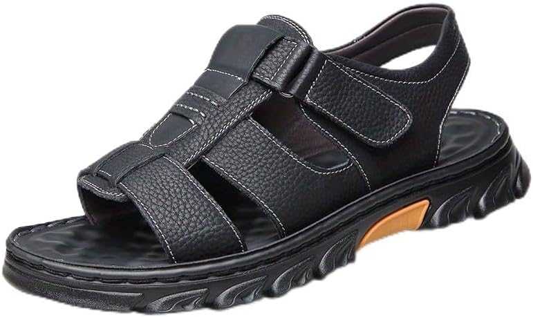 

Мужские сандалии с открытым носком, нескользящие комфортные пляжные туфли, летние Hhhchpm, черный