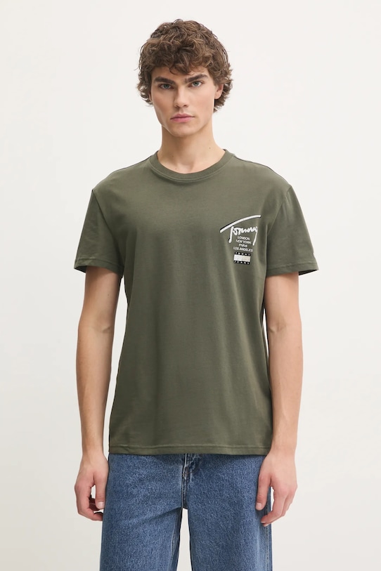 

Хлопковая футболка Tommy Jeans, зеленый
