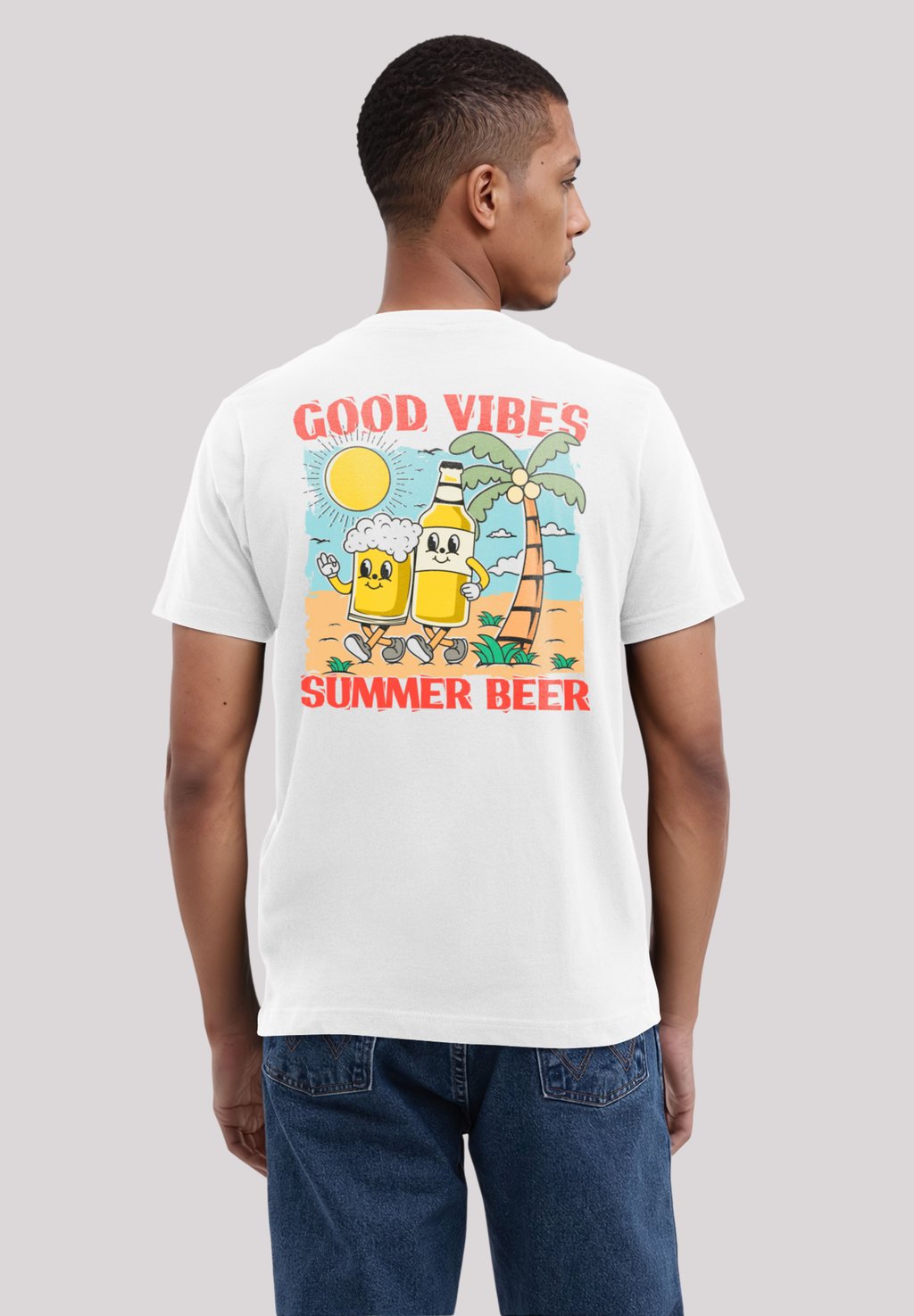 

Футболка с принтом SUMMER TIME VINTAGE BEER CARTOON F4NT4STIC, белый