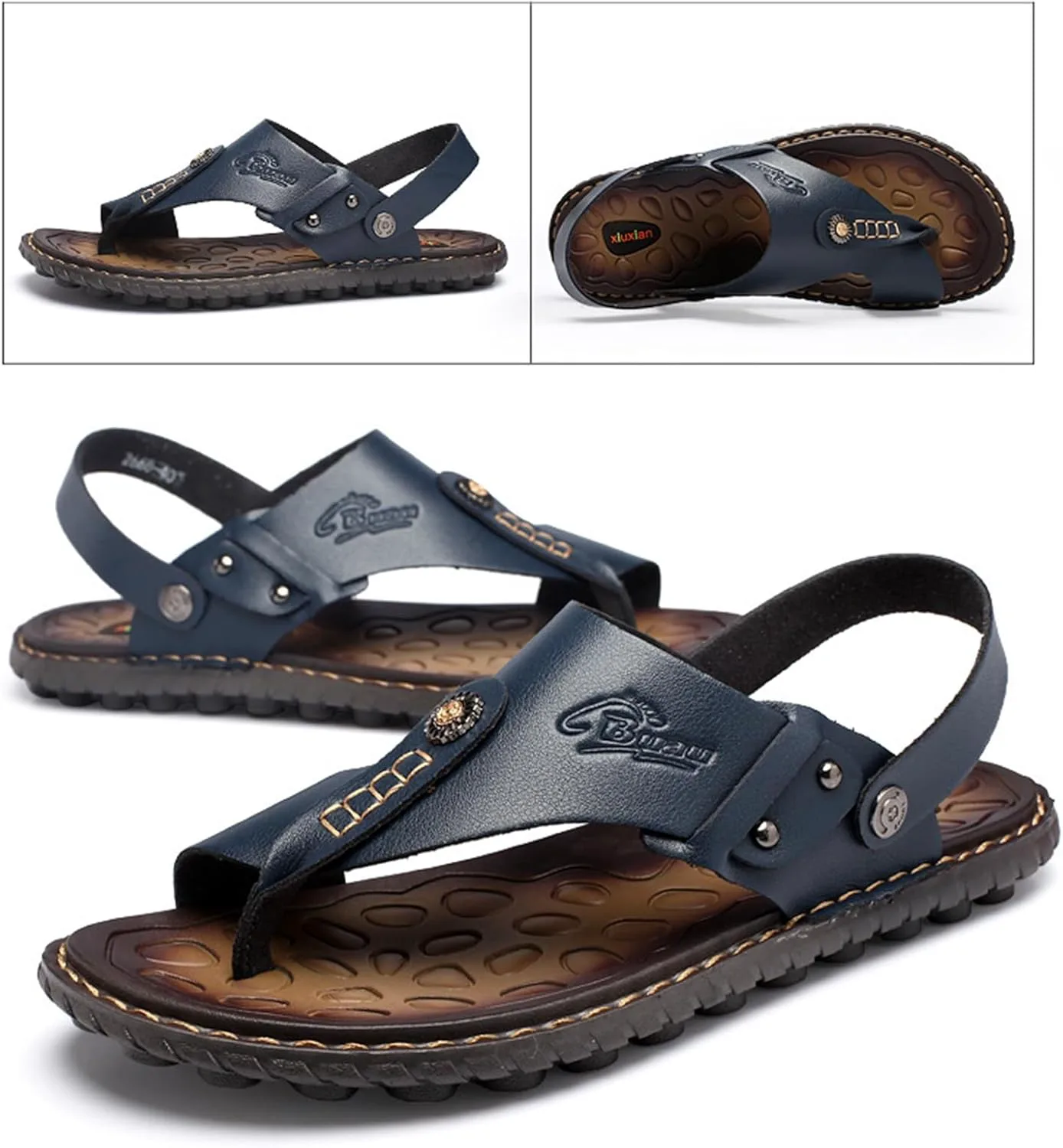 Mens Vintage Arch Support Сандалии for Plantar Fasciitis,Summer Ring Toe Bunion Outdoor Slippers,Casual Beach Hallux Valgus Flip Flops WCXTY, синий — фото 2