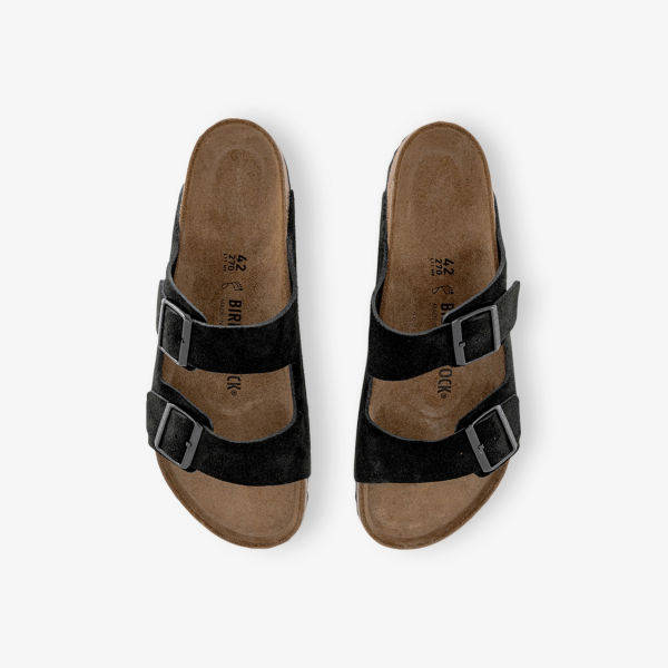Сандалии кожаные Birkenstock Arizona с двумя ремешками, черный — фото 2