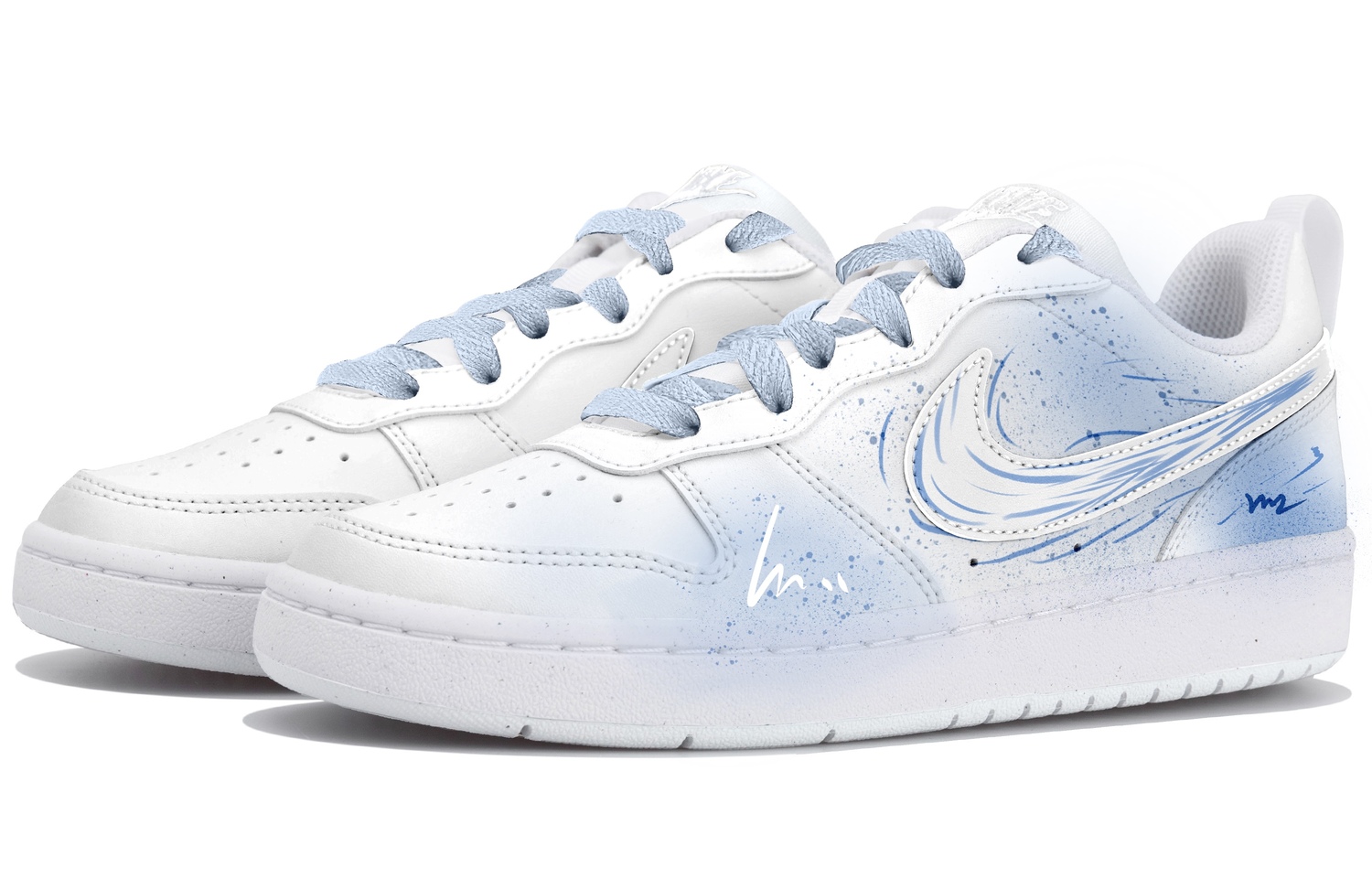 Nike Court Borough Low top Детские скейтбординг кроссовки Blue White Подростки — фото 4