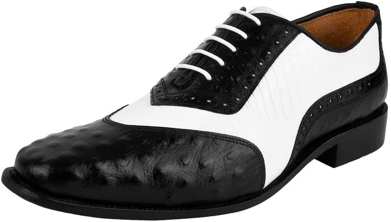 

Мужские туфли LIBERTYZENO с принтом страуса из натуральной кожи с шнуровкой, оксфорды, для взрослых, к Рождеству, белый/черный