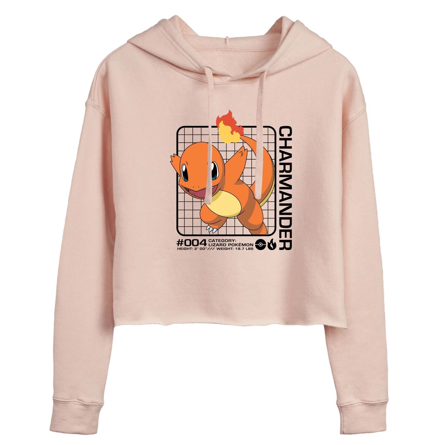 

Укороченная толстовка с рисунком Pokemon Charmander Stats для юниоров Licensed Character
