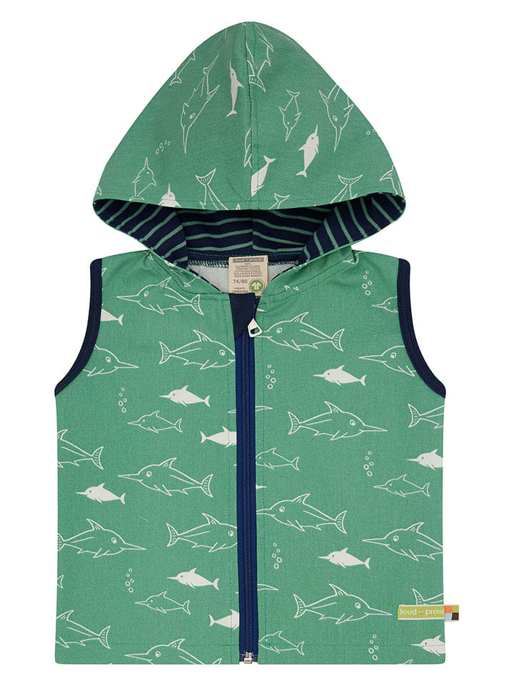 

Жилет-свитшот зеленого/белого/темно-синего цвета loud + proud