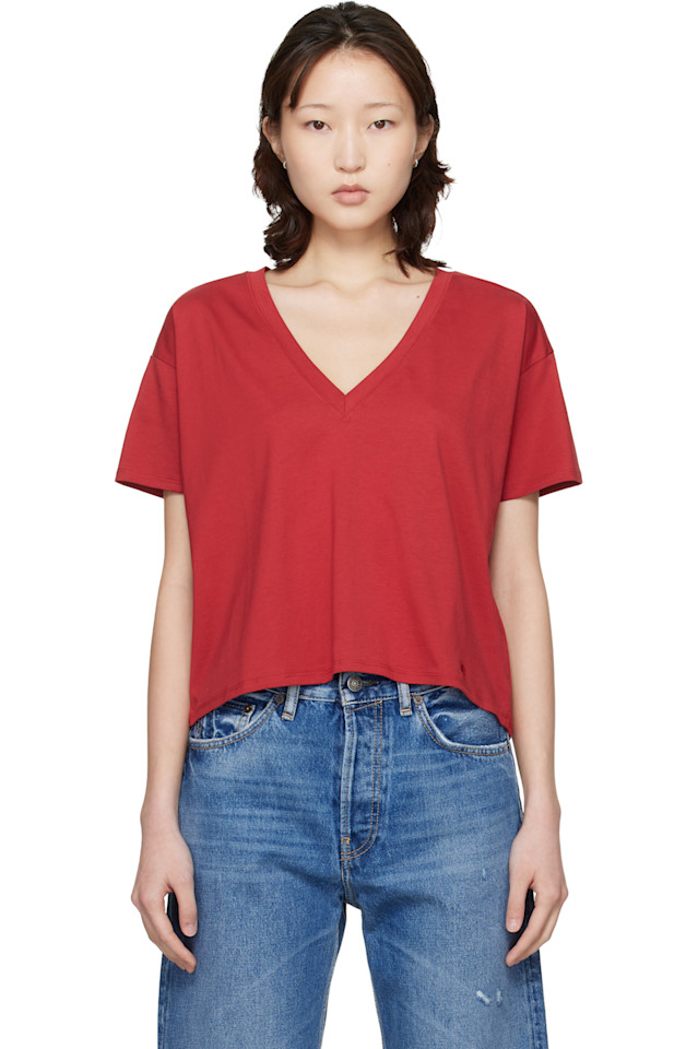 

Футболка с V-образным вырезом «Faaa lds» Loulou De Saison, красный