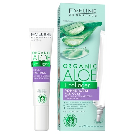 

Жидкие патчи для кожи вокруг глаз Eveline Organic с алоэ и коллагеном, уменьшающие морщины и «гусиные лапки», 20 мл Lfives-Cl